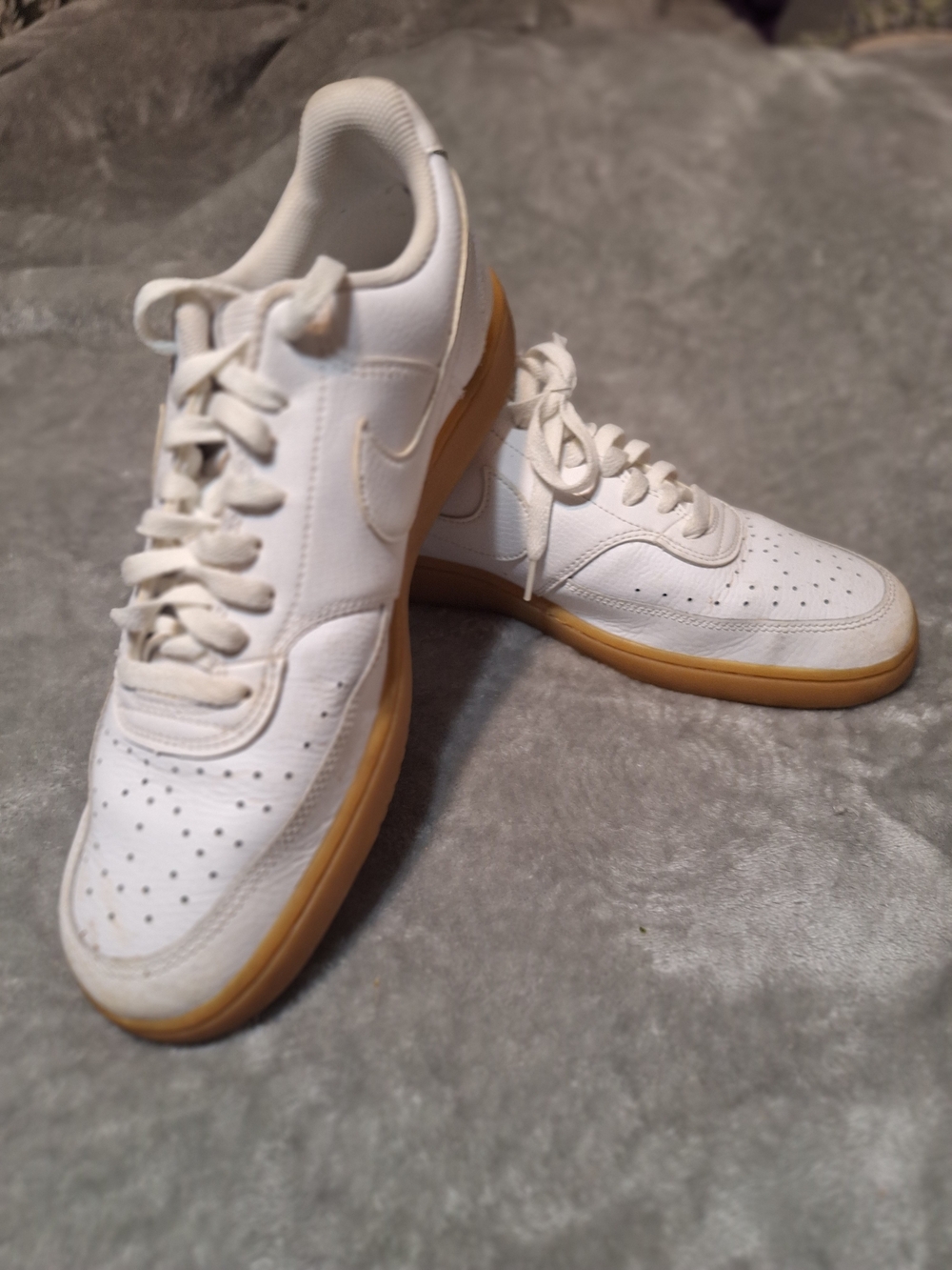 Nike White Leather Trainers with Gum Outsole
